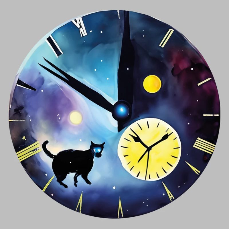 Abstract Cats Clock