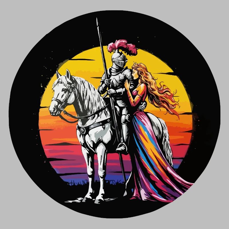 Chevalier sur le cheval blanc avec couleur princesse