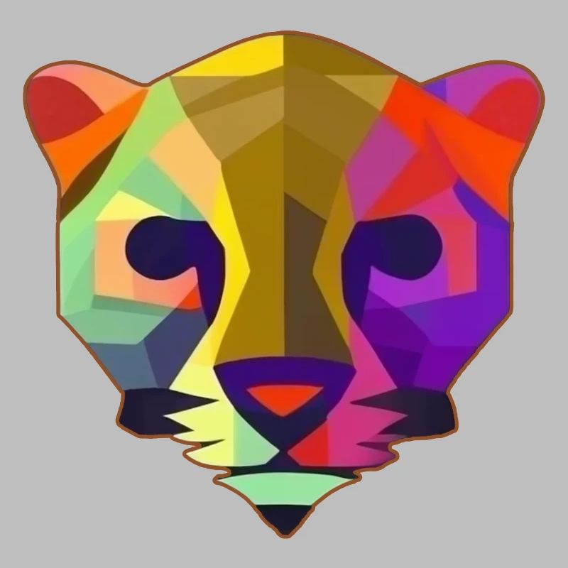 Multicolored stylized panther