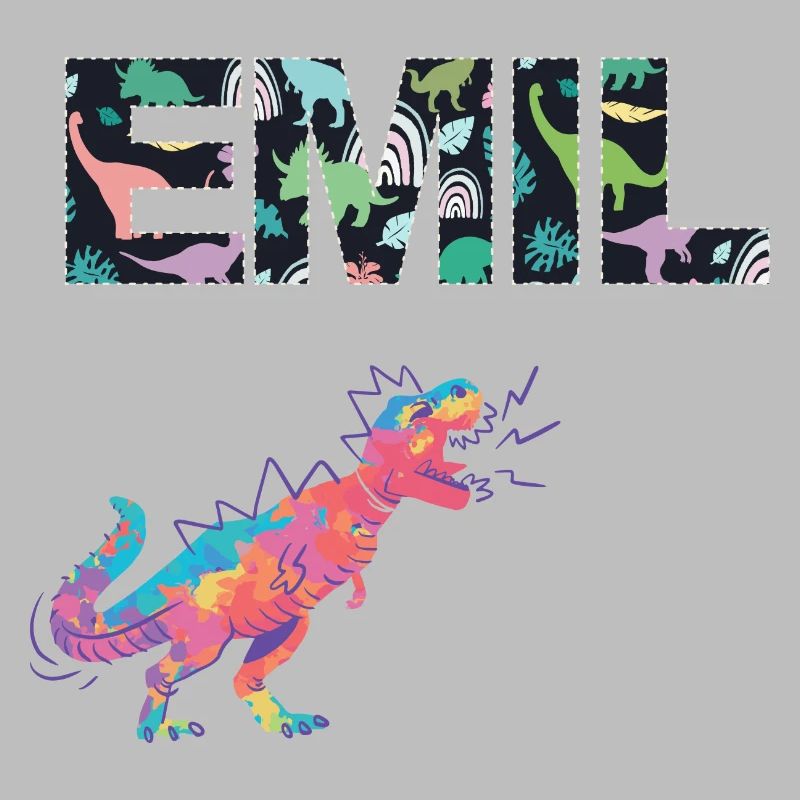 EMIL - Beautiful boy name with dinosaur