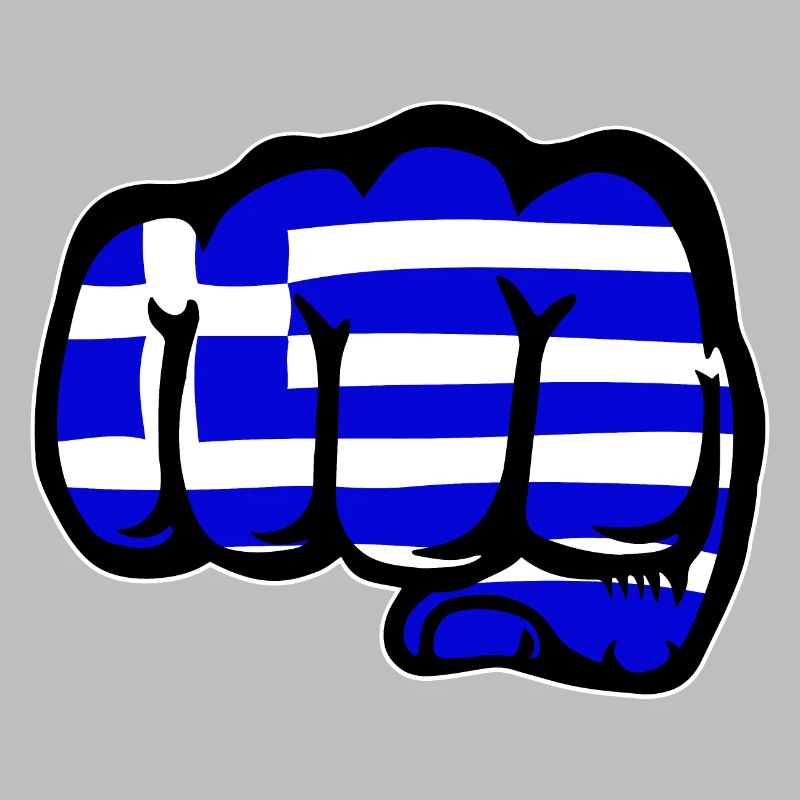 Grèce drapeau main poing
