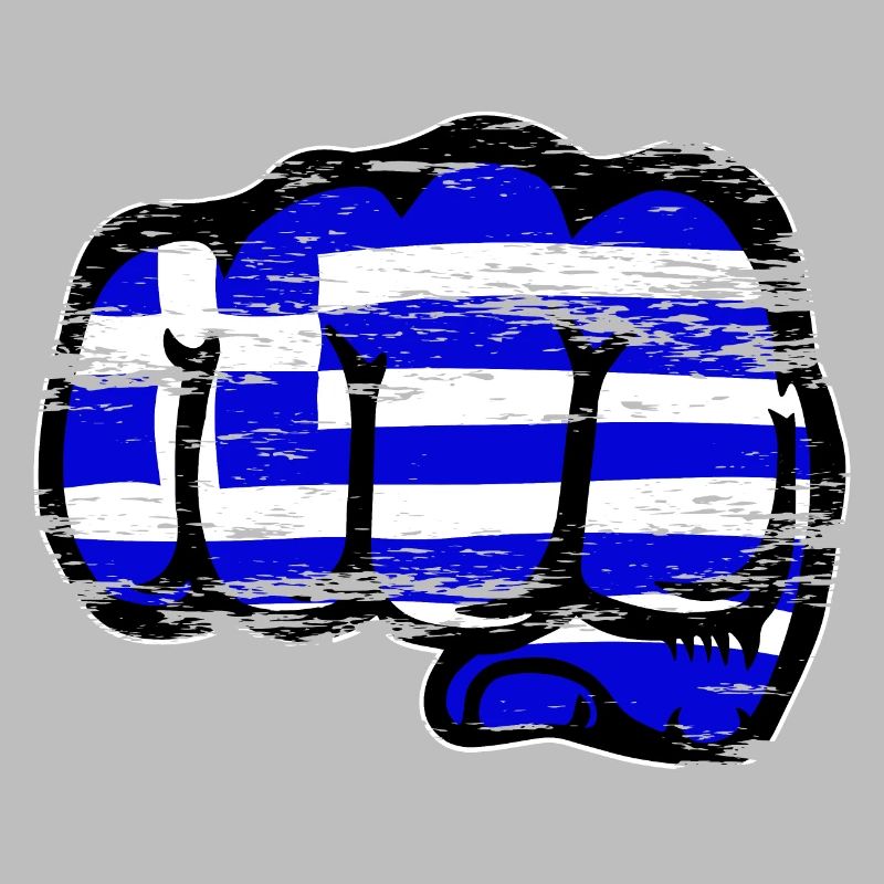 Drapeau de la Grèce poing de main utilisé