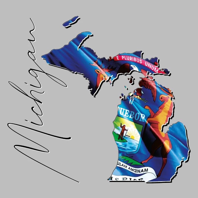 Michigan (États-Unis) | Drapeau réel | Flag Map Script