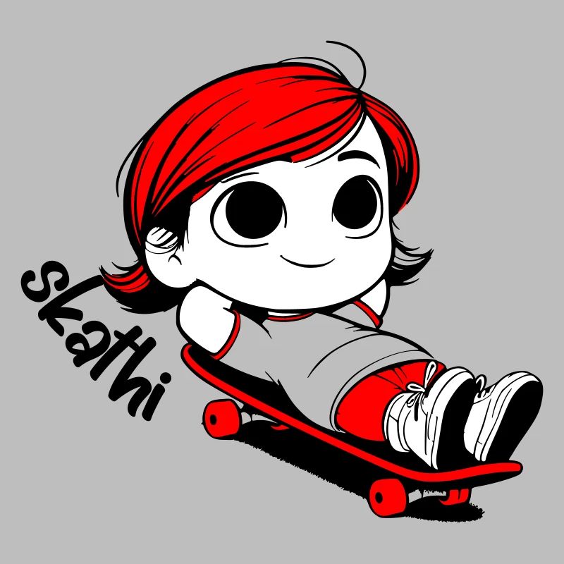 Kathi relaxed auf einem Skateboard.