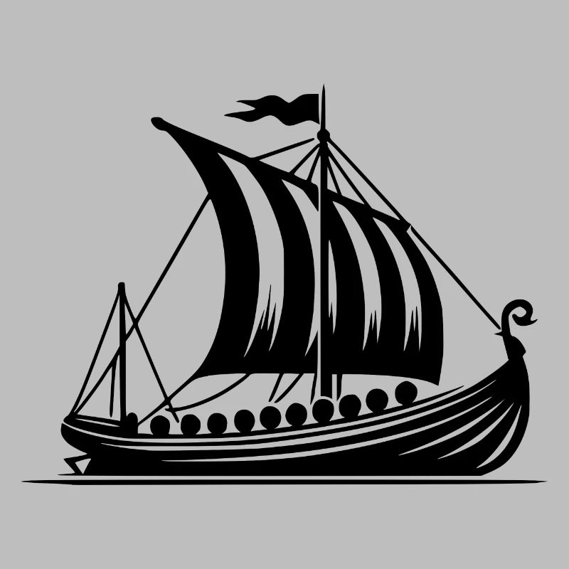 Drachenboot mit Segel Wikinger Style Design