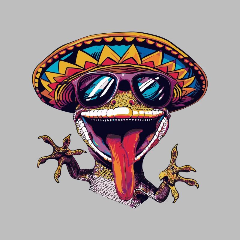 Lizard Gecko Comic Funny Sombrero