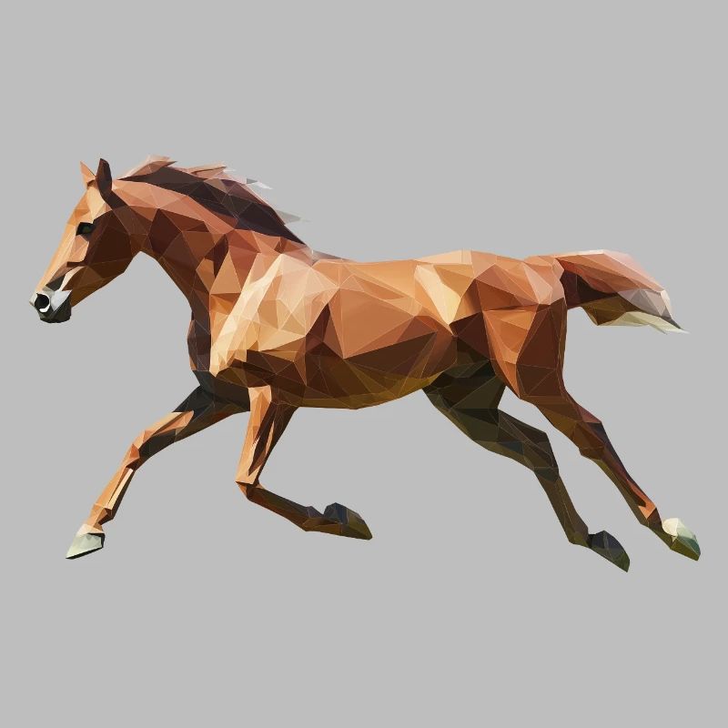 Braunes Pferd Low Poly Logo Art Design Fuchs