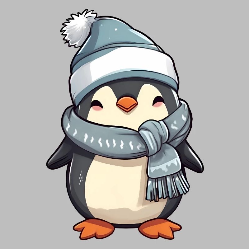 Pingouin mignon dans un look d’hiver festif !