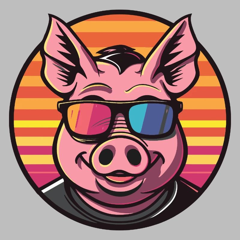 Schwein Comic Cool Sommer
