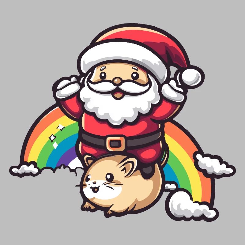 Hamster Weihnachtsmann Regenbogen