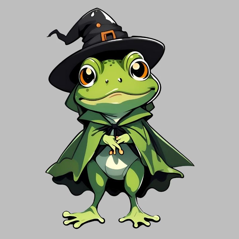 Cute Halloween frog with witch hat.