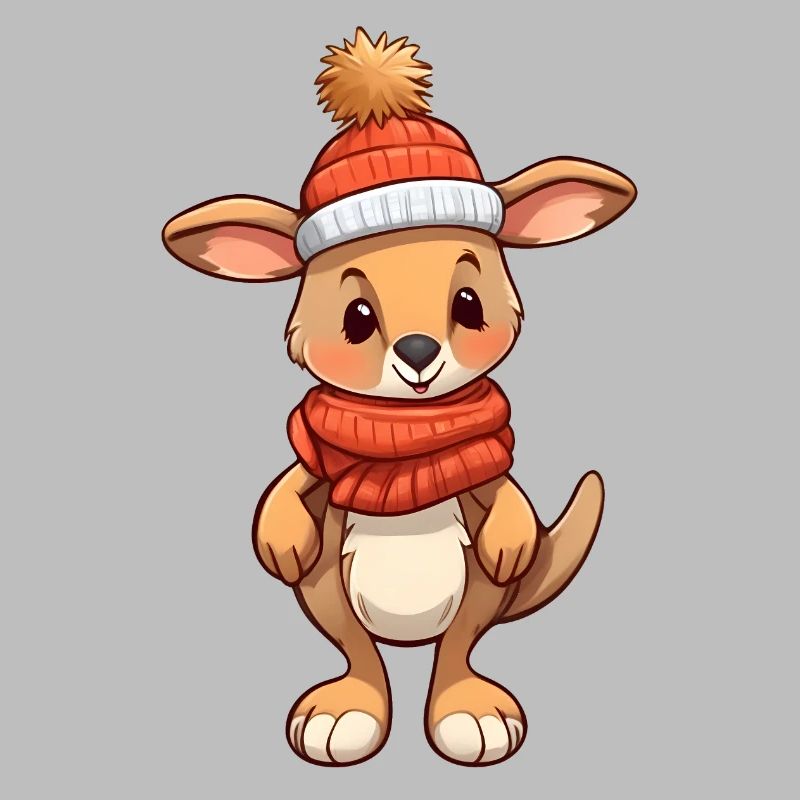 Cute kangaroo in festive winter look!