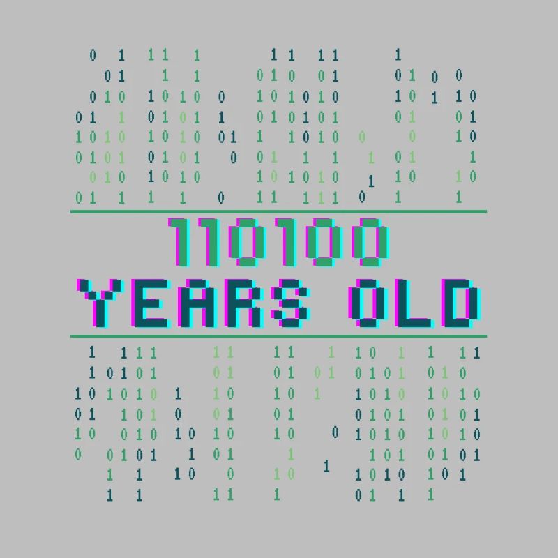 52nd Birthday 52 years old Binary Code Computer Science