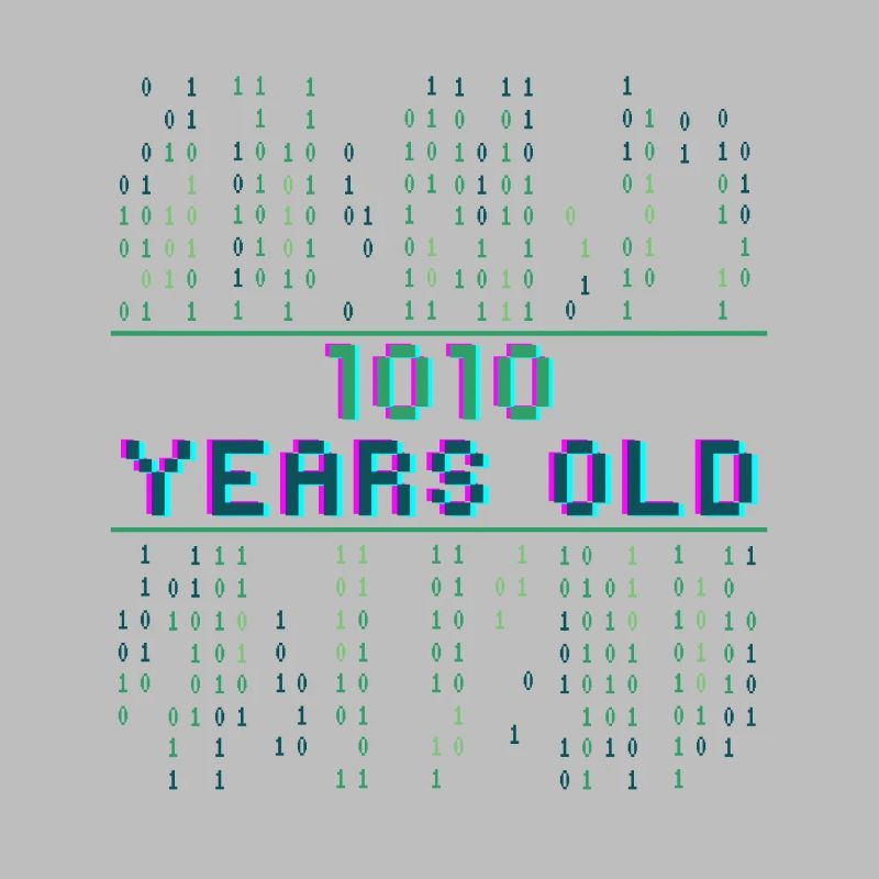 10th Birthday 10 Years Old Binary Code Computer Science