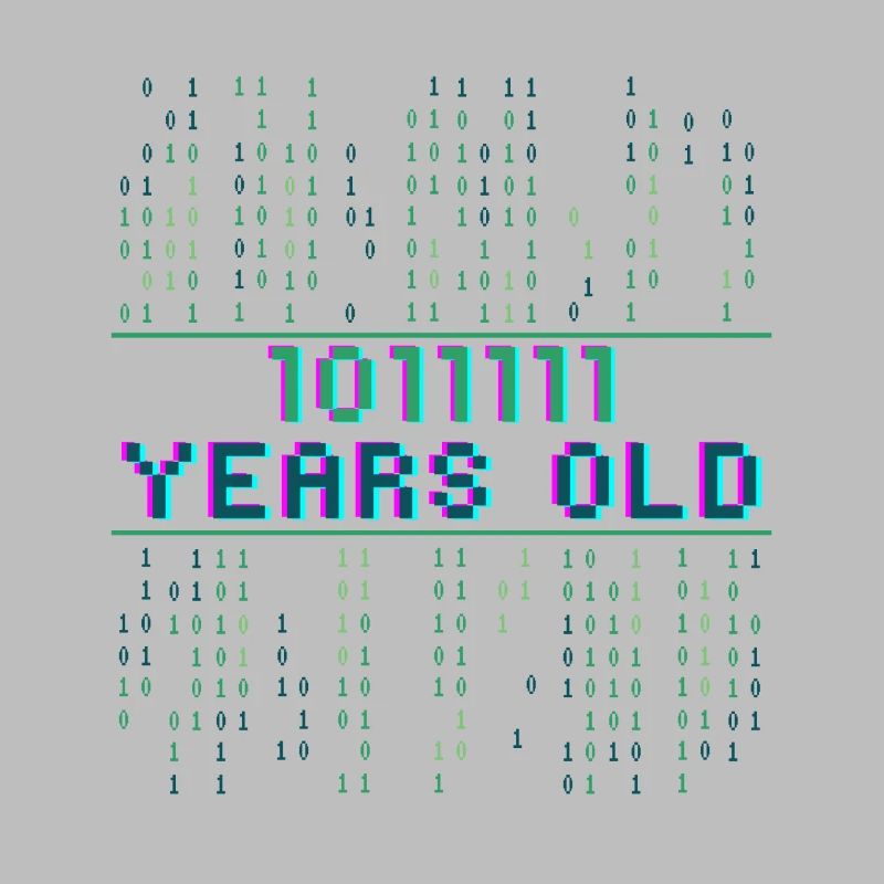 95th Birthday 95 Years Old Binary Code Computer Science
