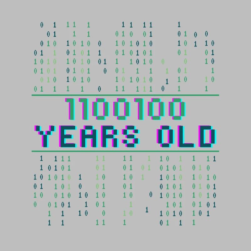 100th birthday 100 years old binary code coder