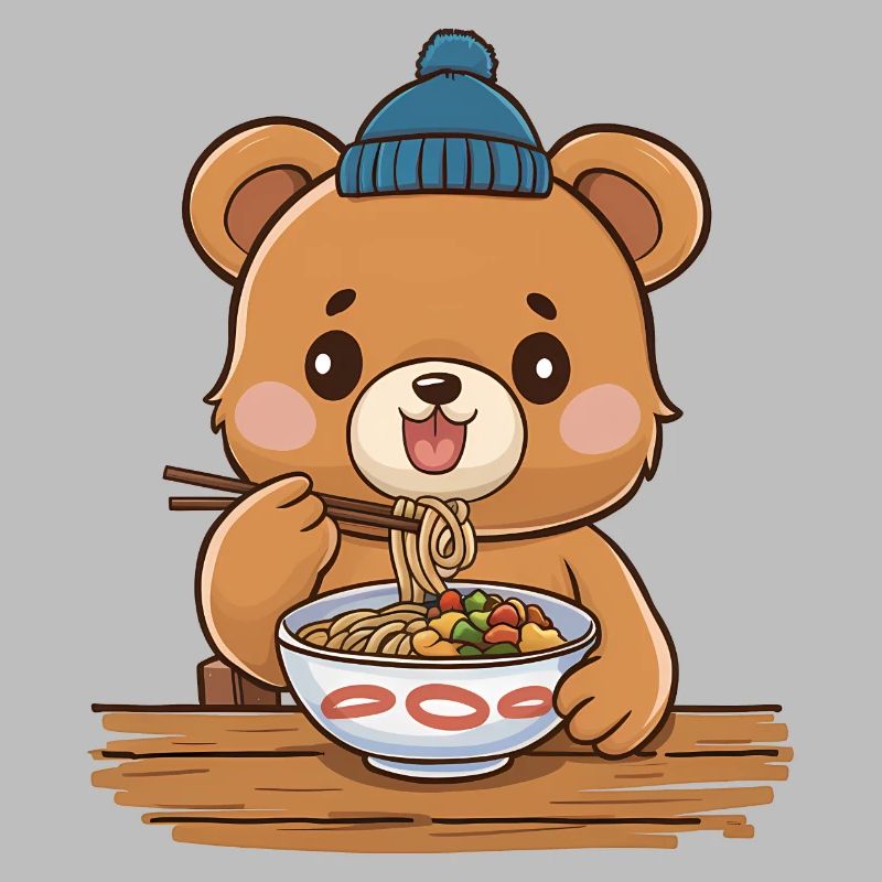Ours Kawaii mangeant des ramen