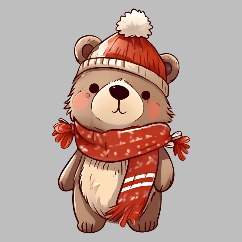 Cute bear in festive winter look!