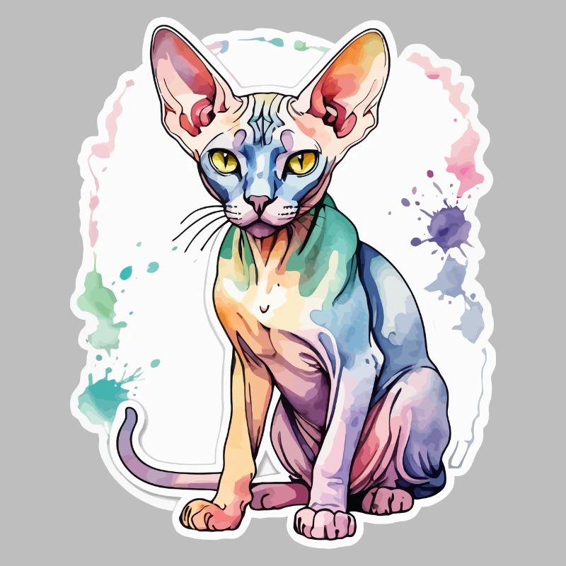Sphynx Katze Wasserfarben