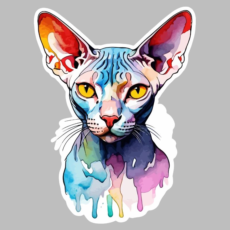 Sphynx Chat Aquarelles