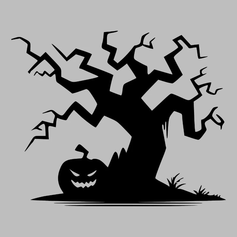 Unheimlicher Halloween Spukbaum mit Kürbis