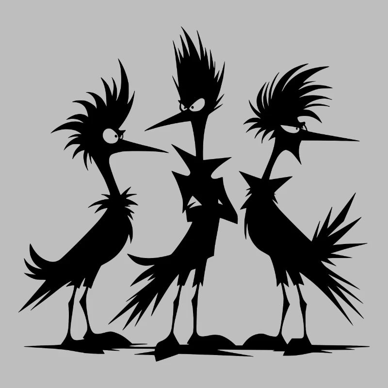 Crazy funny bird group