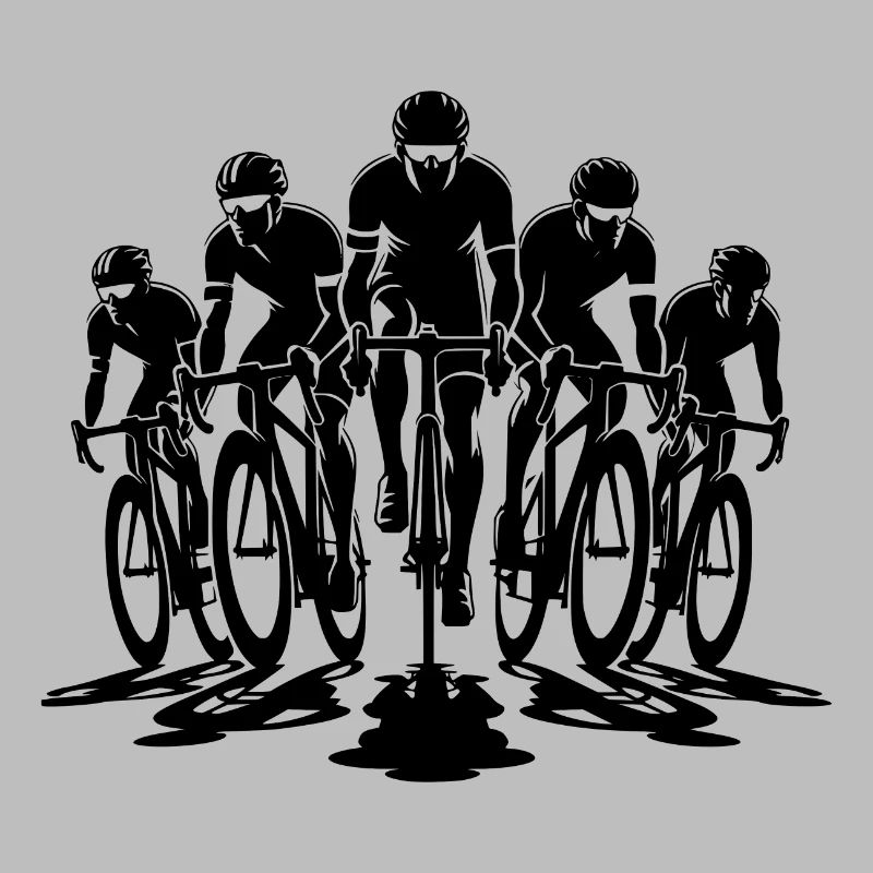 Portrait de groupe de cyclistes sur route