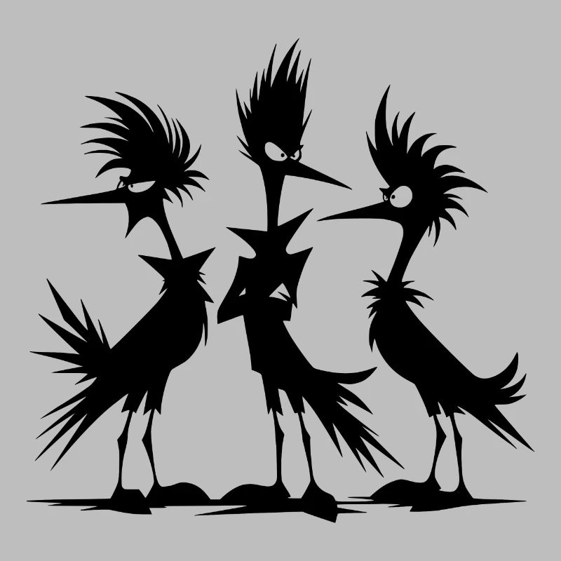 Genervte lustige Vogel Gruppe in Trotzphase
