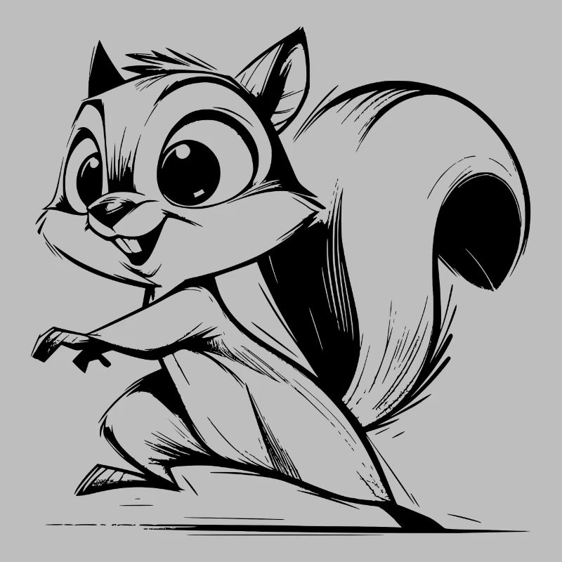 Cute Baby Squirrel Pencil Drawing