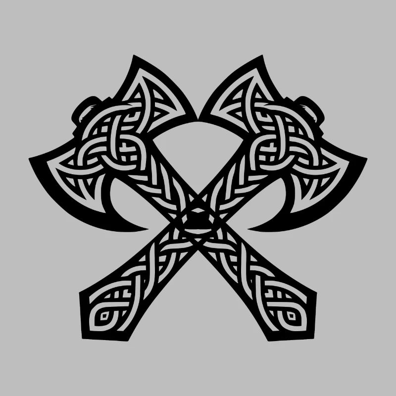 Doppelte Axt in Keltischen Knoten Tattoo Style