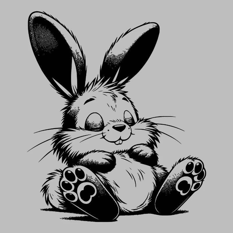 Petit lapin endormi avec de grandes oreilles
