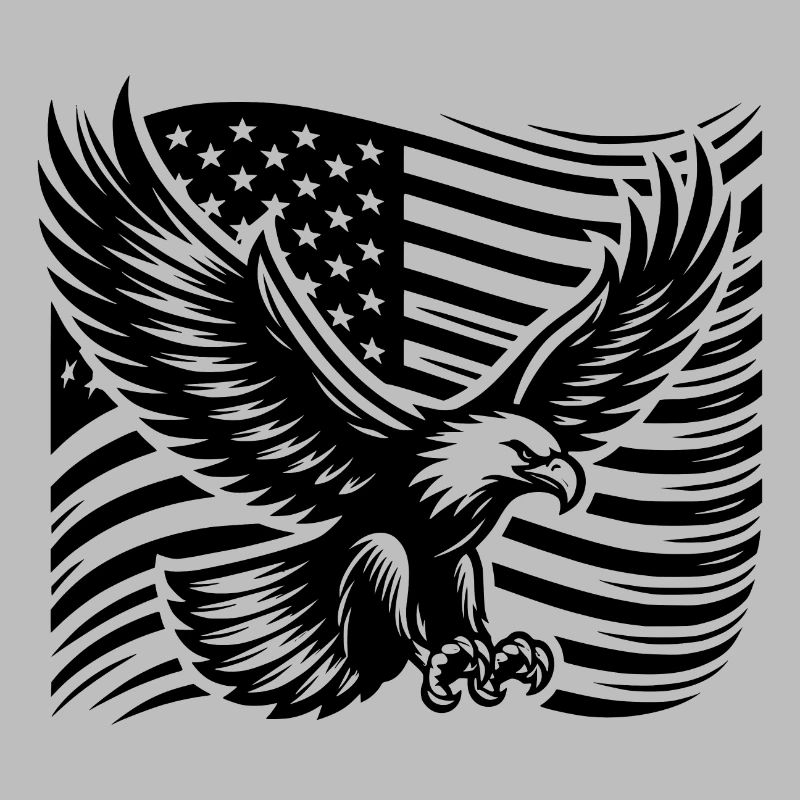 Grand aigle puissant devant le drapeau des États-Unis