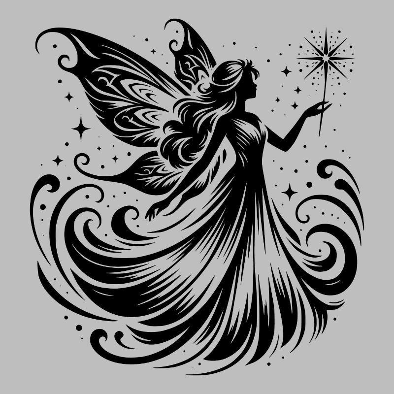 Dancing fairy with glittering magic wand