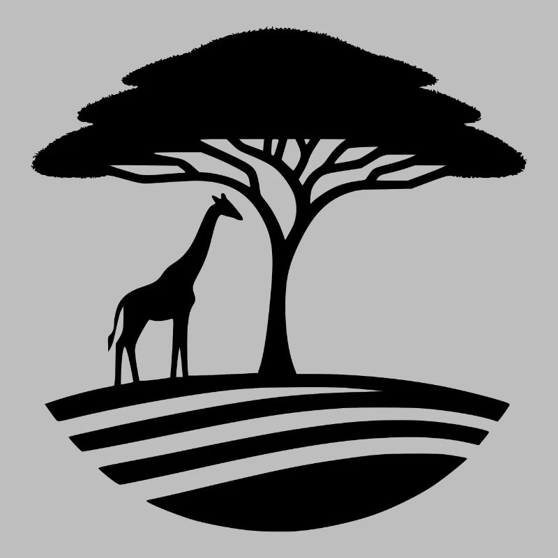 Élégante silhouette de girafe sous un acacia