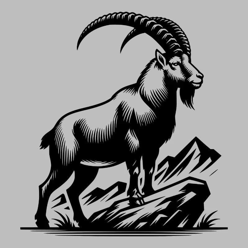 Steinbock mit gewaltigen Hörnern