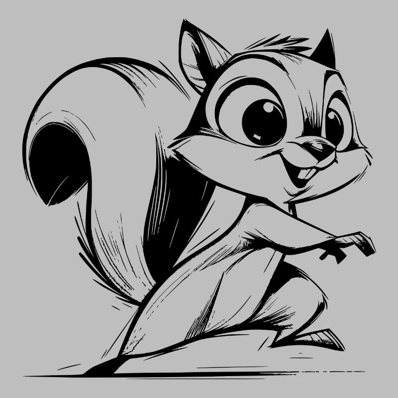 Kleines putziges Eichhörnchen Bleistift Zeichnung