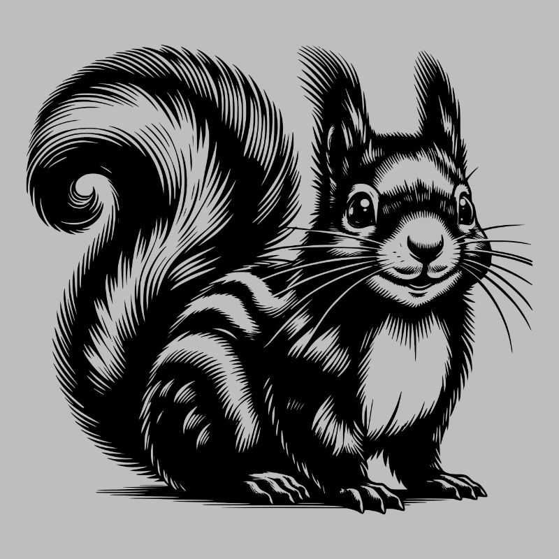 Putziges Kinder Eichhörnchen Tusche Zeichnung