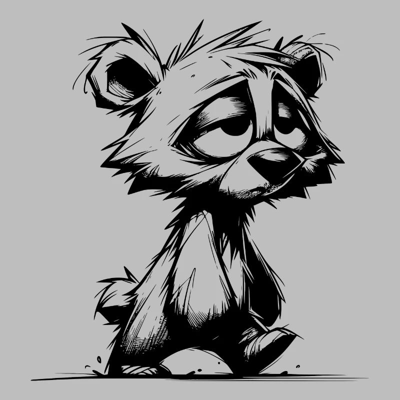 A very tired fuzzy bear after getting up