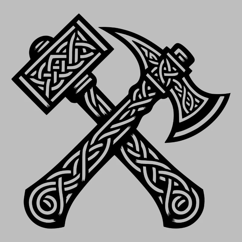 Axt und Hammer in Keltischen Knoten