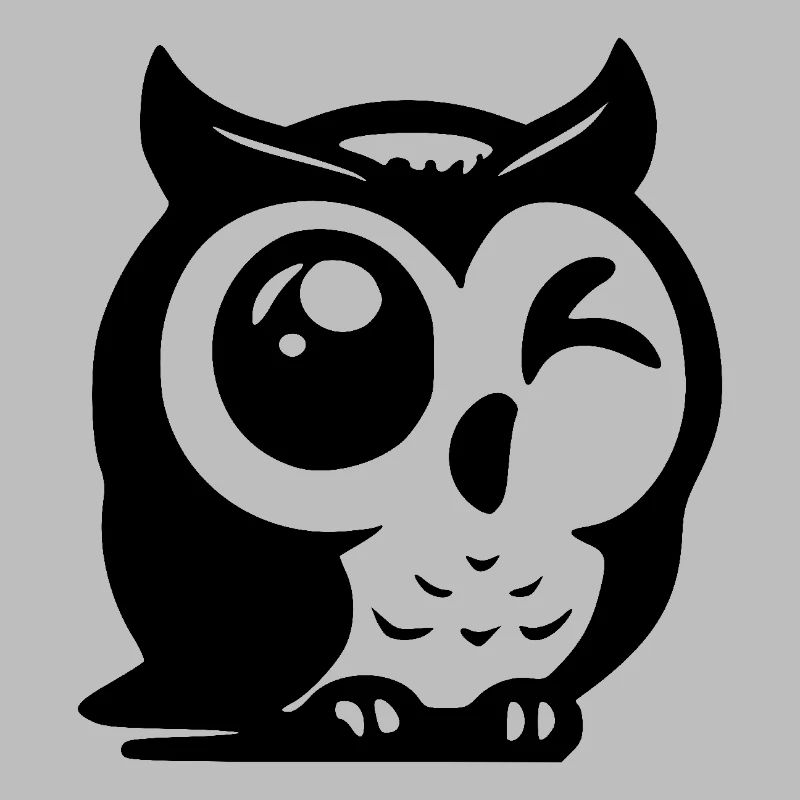 Clever owl with a winking eye