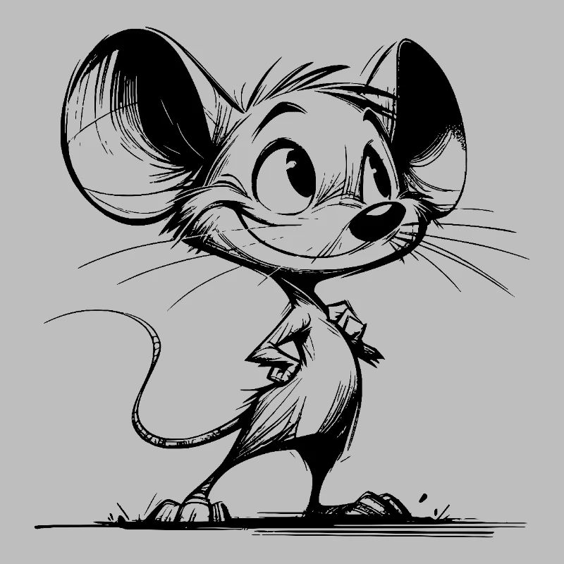 Cute baby mouse with huge eyes and ears