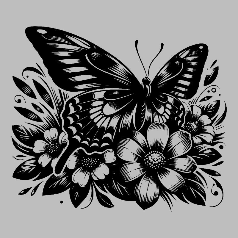 Butterfly with floral flowers elegance