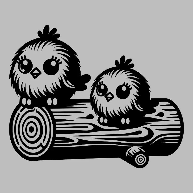 Cheerful Little Cute Birds in Cartoon Style
