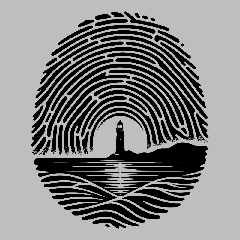 Sunrise by the Sea Lighthouse Fingerprint