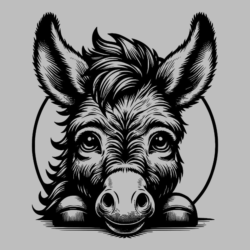 Cute donkey drawing with fine details