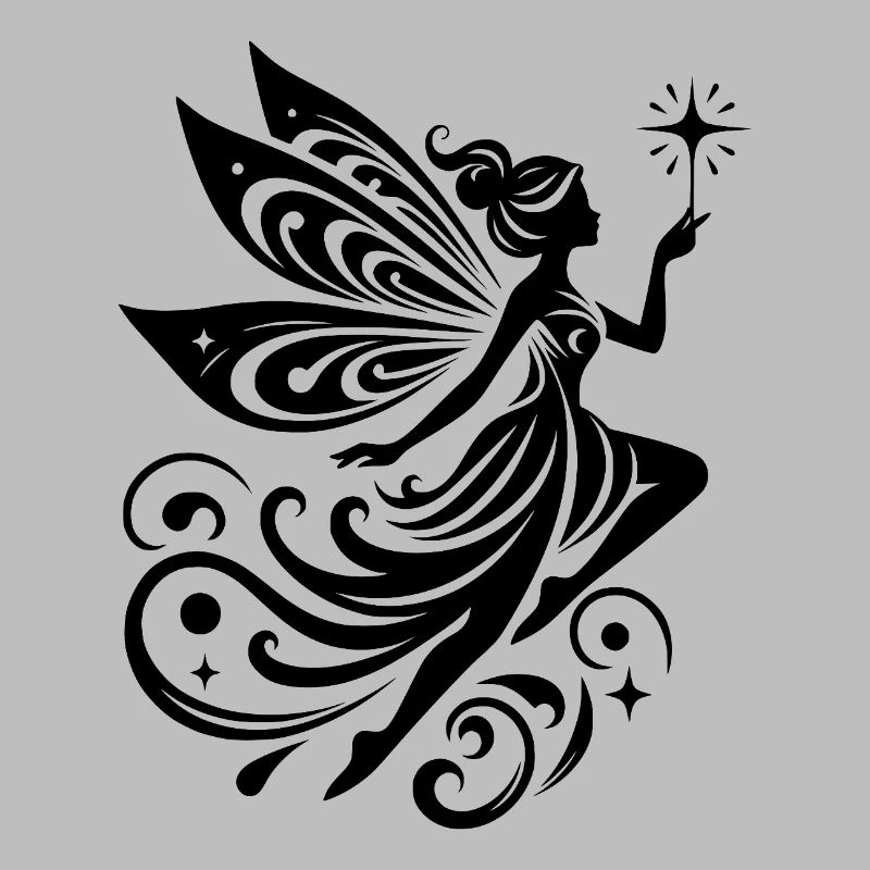 Fairytale fairy with magical silhouette