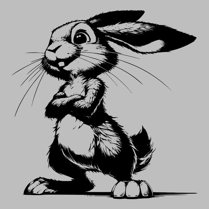 Rabbit Portrait Sketch with Big Ears