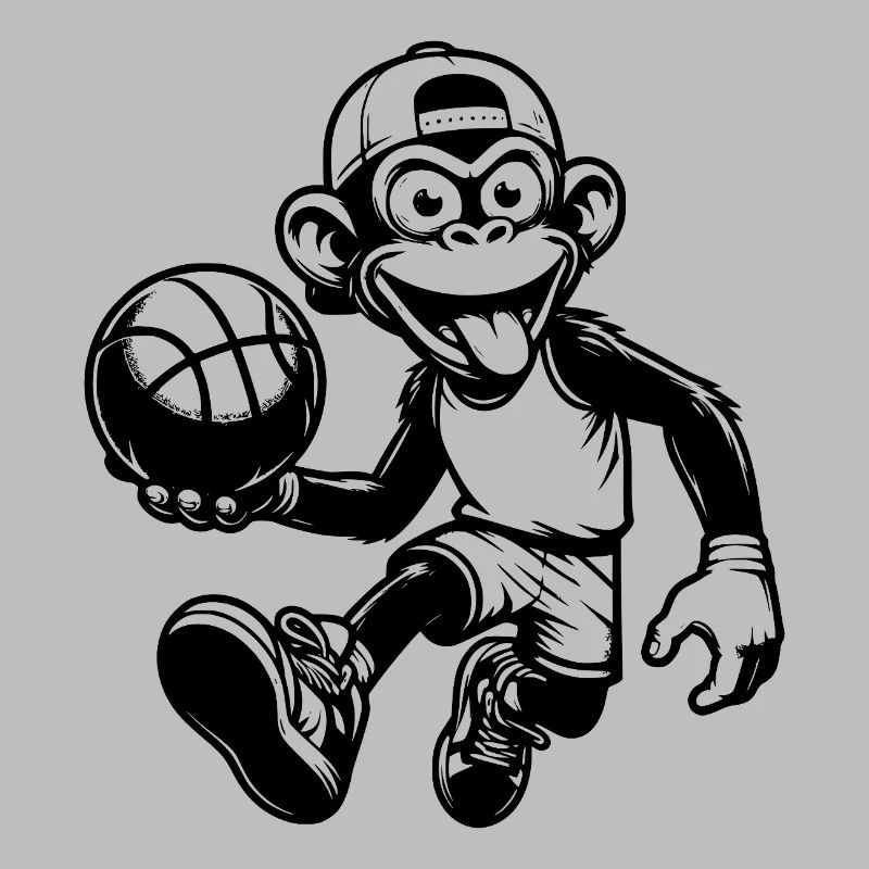Naughty basketball monkey with ball and cap