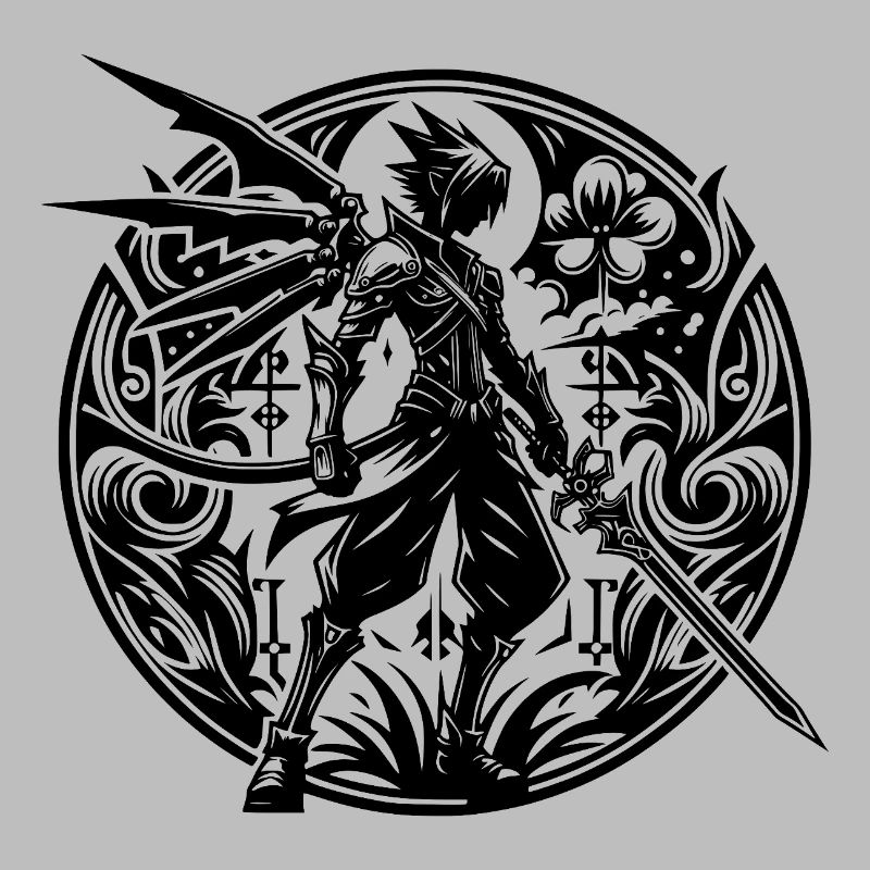Cool Fantasy Fighter avec épée et ailes