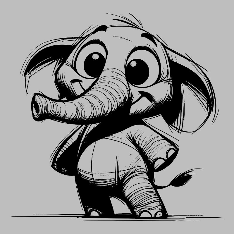 Bébé éléphant avec une énorme trompe et des yeux